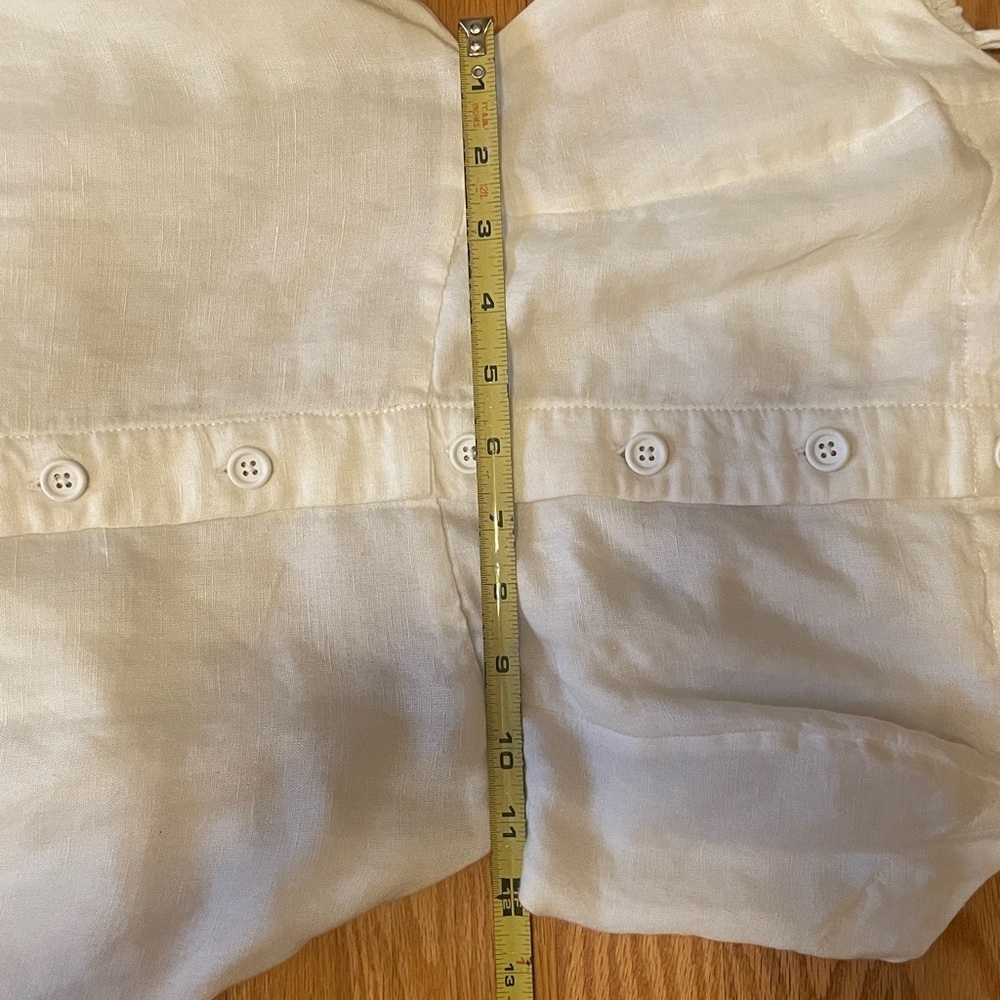 Anthropologie off white and navy Midi  linen Dress- - Picture 10 of 10